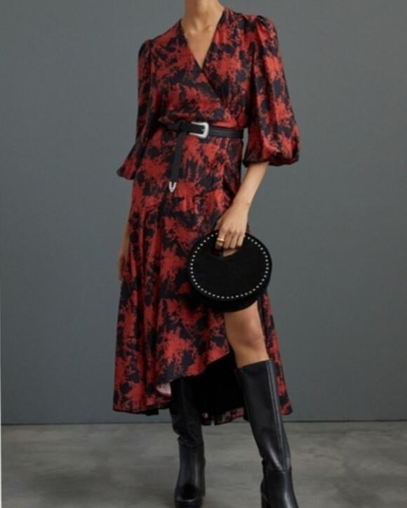 Anthropologie Dresses & Skirts - Caballero Abstract Print Midi Dress Silk Cotton XL Cowgirl Western Dark Romantic